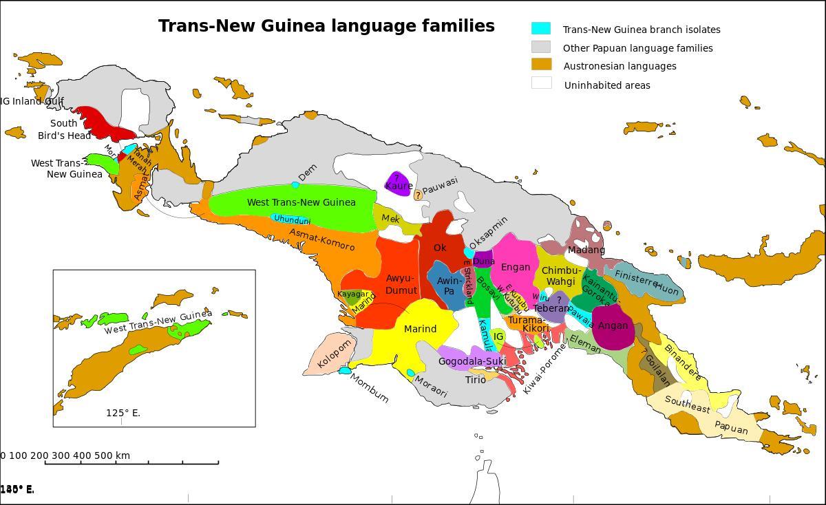 خريطة بابوا غينيا الجديدة اللغة