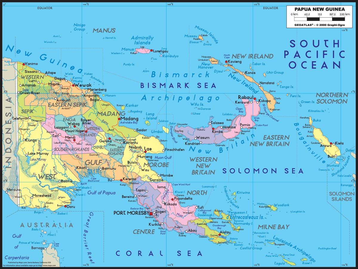خريطة مفصلة بابوا غينيا الجديدة