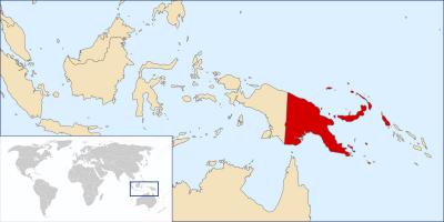 بابوا غينيا الجديدة موقع على خريطة العالم ، 
