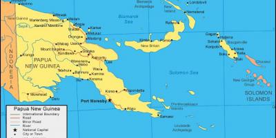 خريطة بابوا غينيا الجديدة والبلدان المحيطة بها